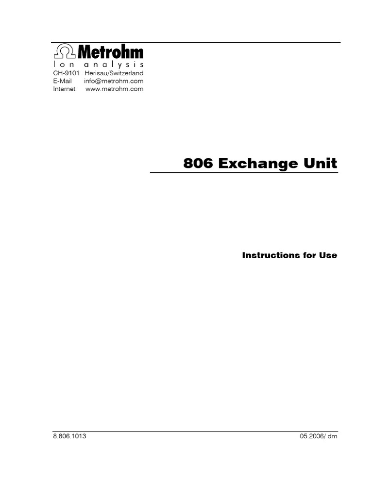 Exchange Unit 8.806.1013 | PDF