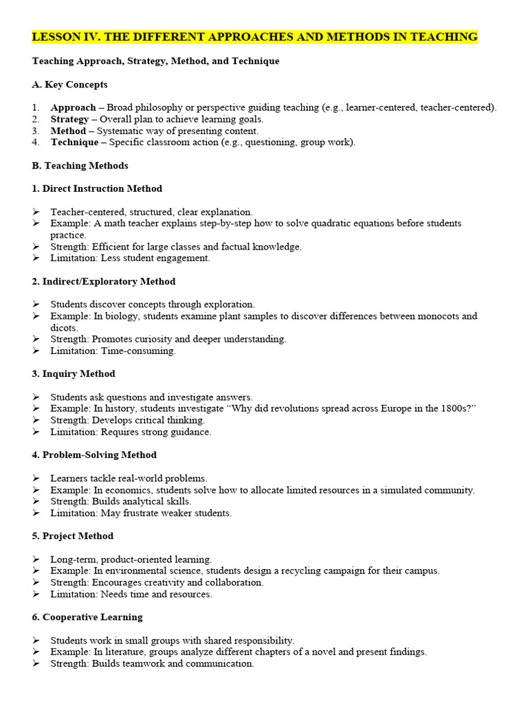 s1f. Module Teaching Approaches and Methods | PDF