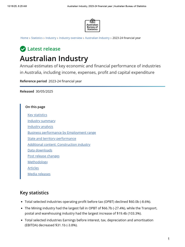 Australian Industry, 2023-24 Financial Year - Australian Bureau of ...