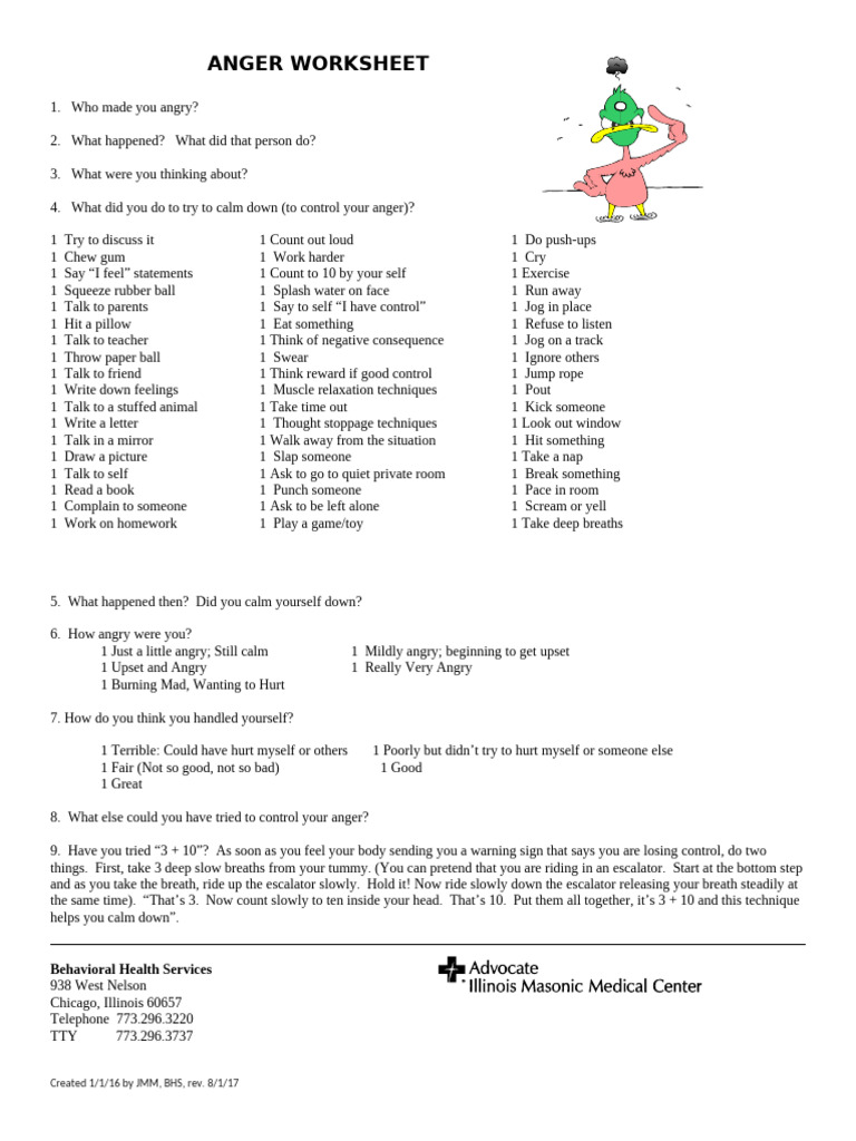 Anger Worksheet | PDF