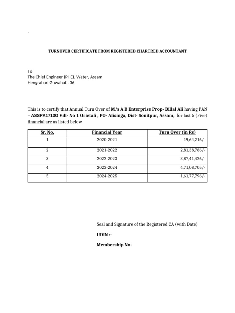 Billal Ali TC | PDF