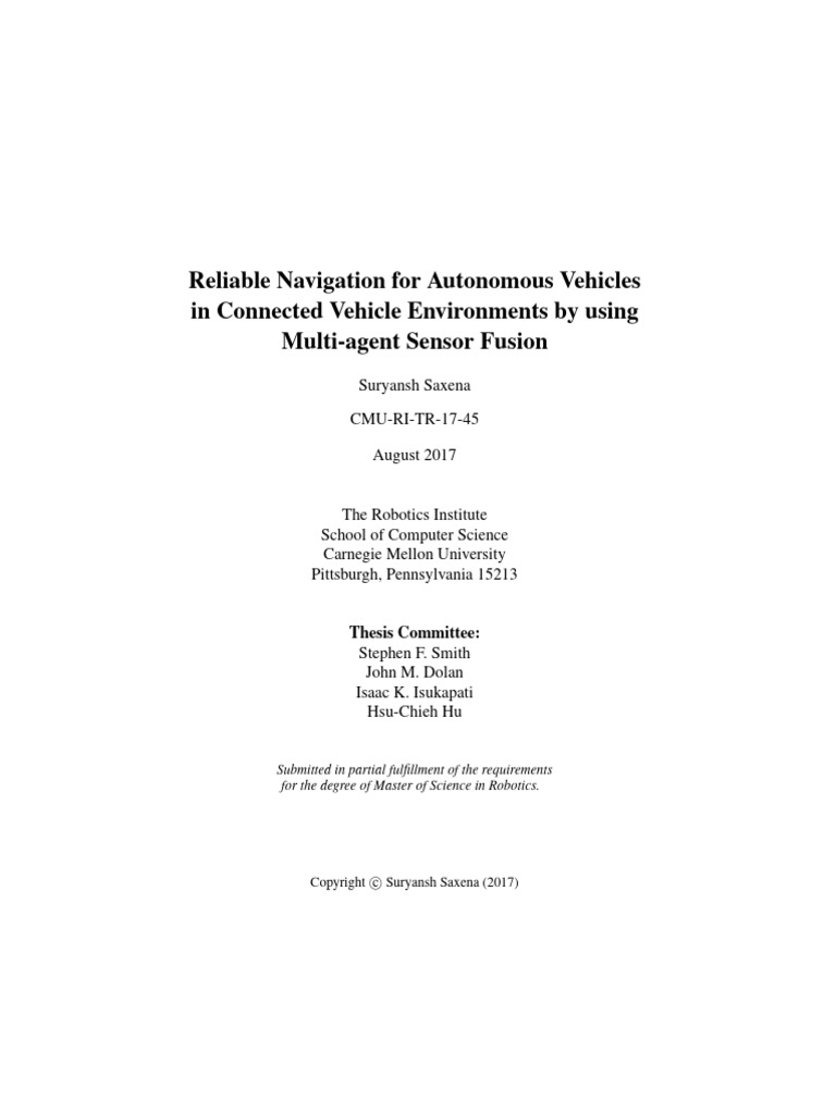 Reliable Navigation For Autonomous Vehicles | PDF | Lidar | Computing