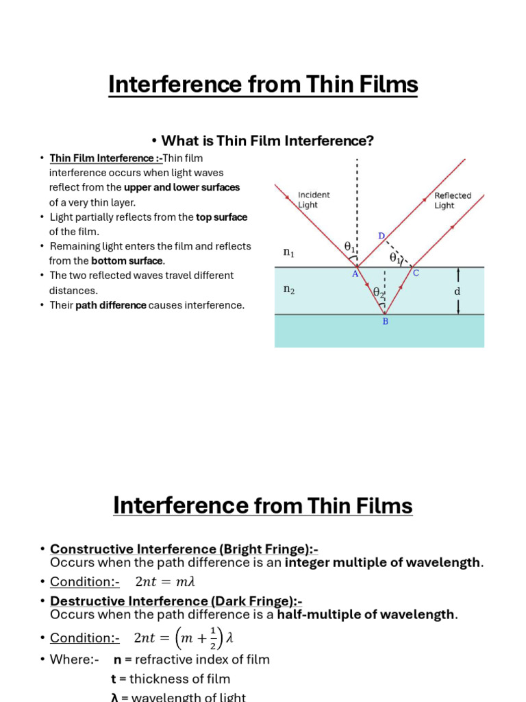 Interference From Thin Films | PDF