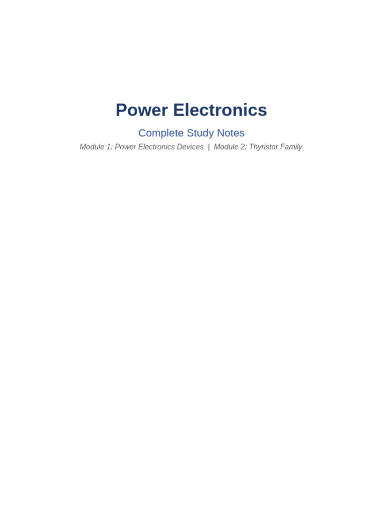 Power Electronics Complete Notes | PDF