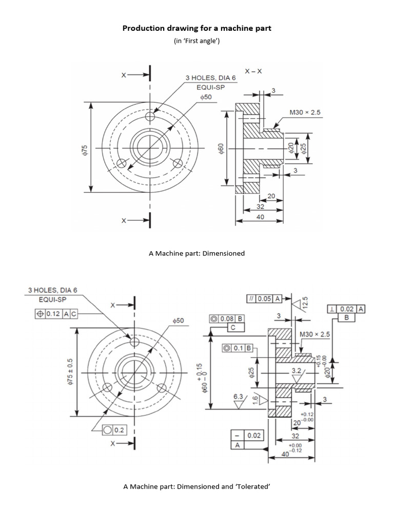Part Drawing With Tolerances | PDF