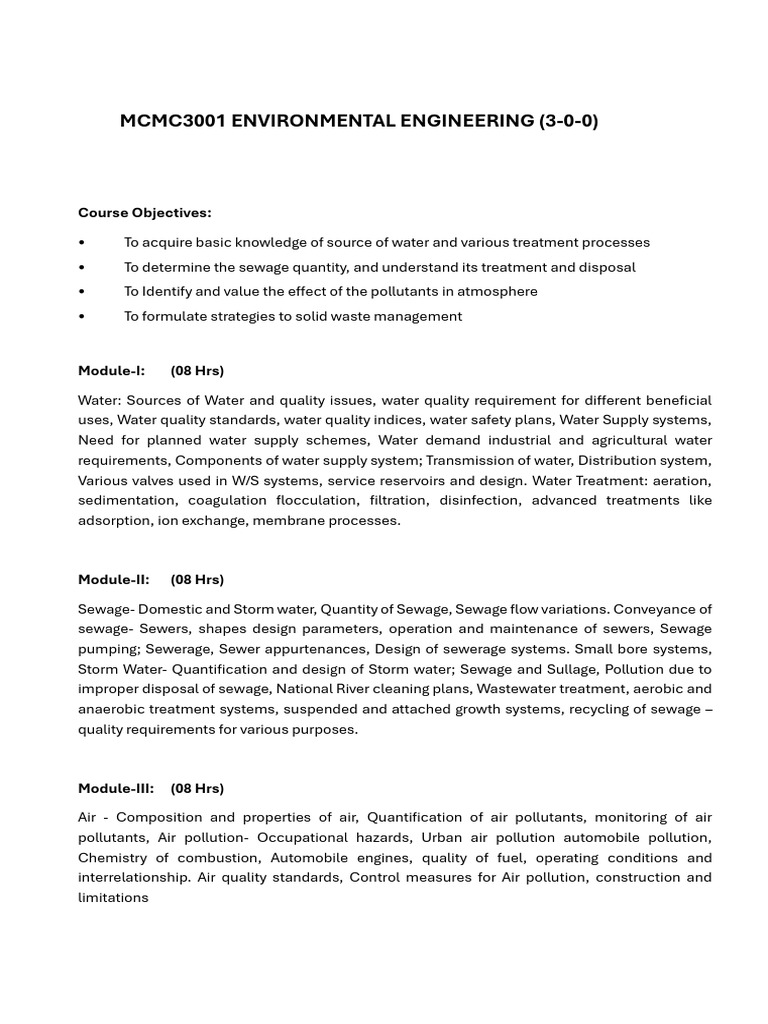 Environmental Engineering | PDF | Valve | Pump