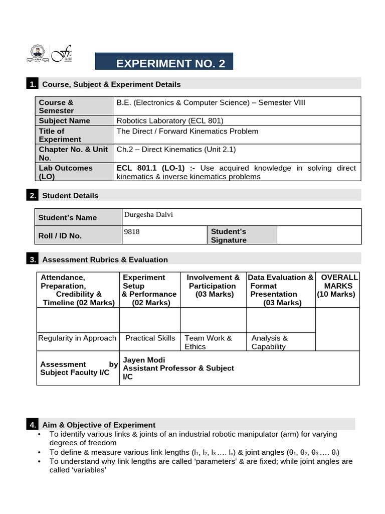 Exp2 9818 Robotics | PDF