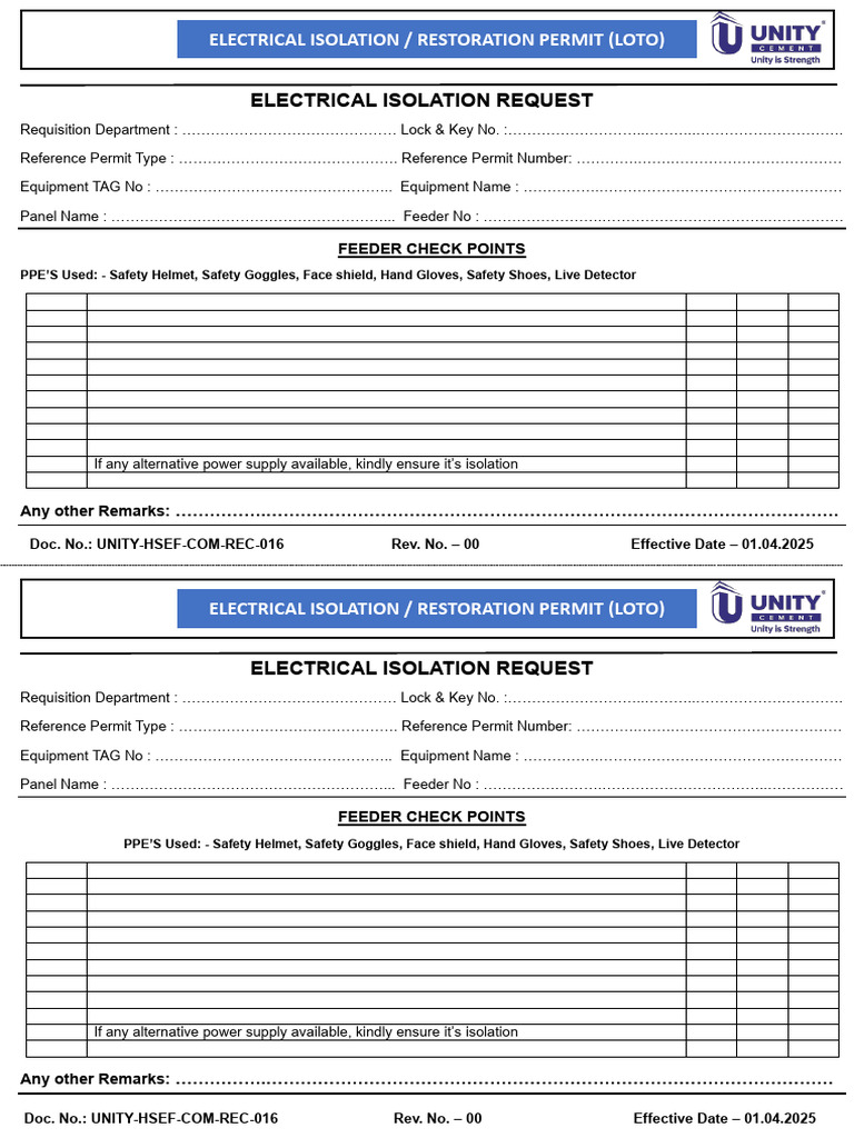 Electrical LOTO Permit | PDF