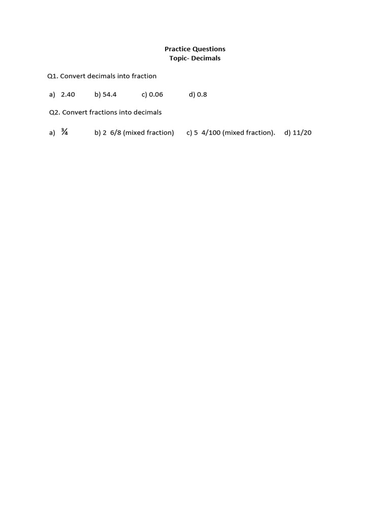 Practice Questions - 1 | PDF