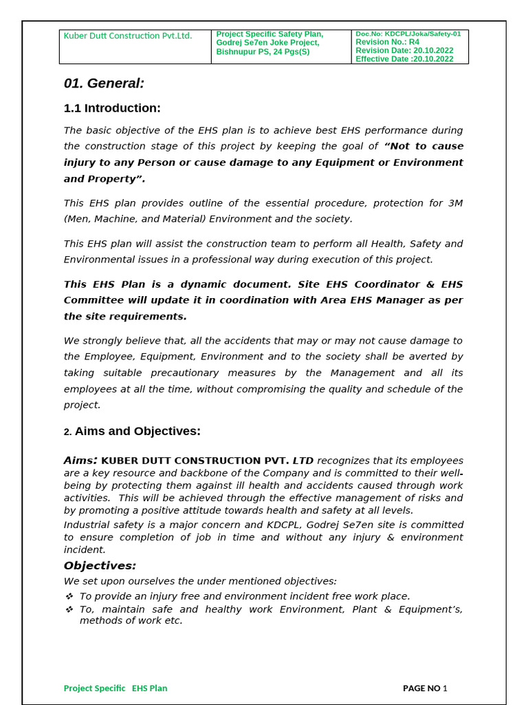 3.EHS Plan Joka Finishing Work | PDF | Occupational Safety And Health ...