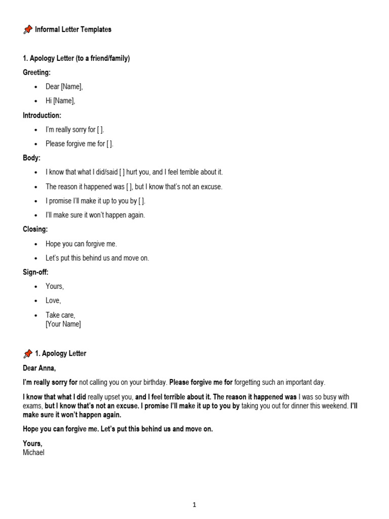 ? Informal Letter Templates | PDF