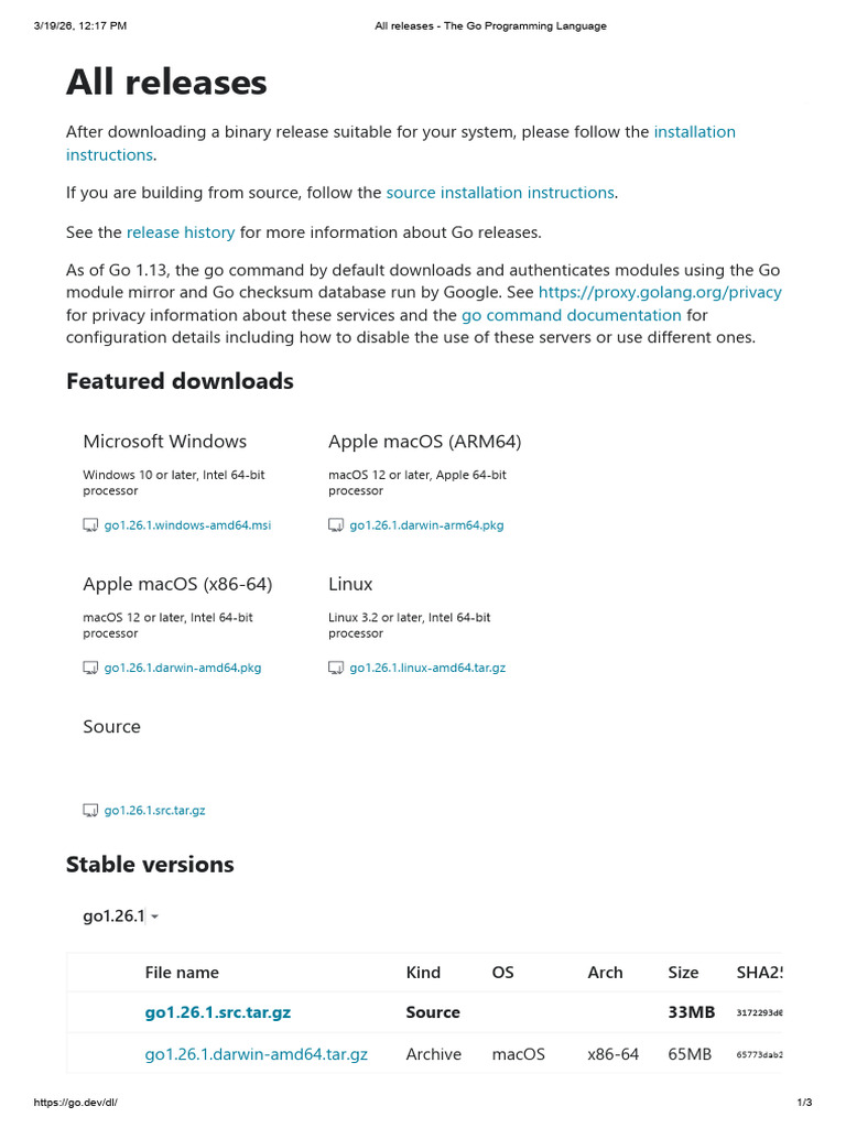 All Releases - The Go Programming Language | PDF