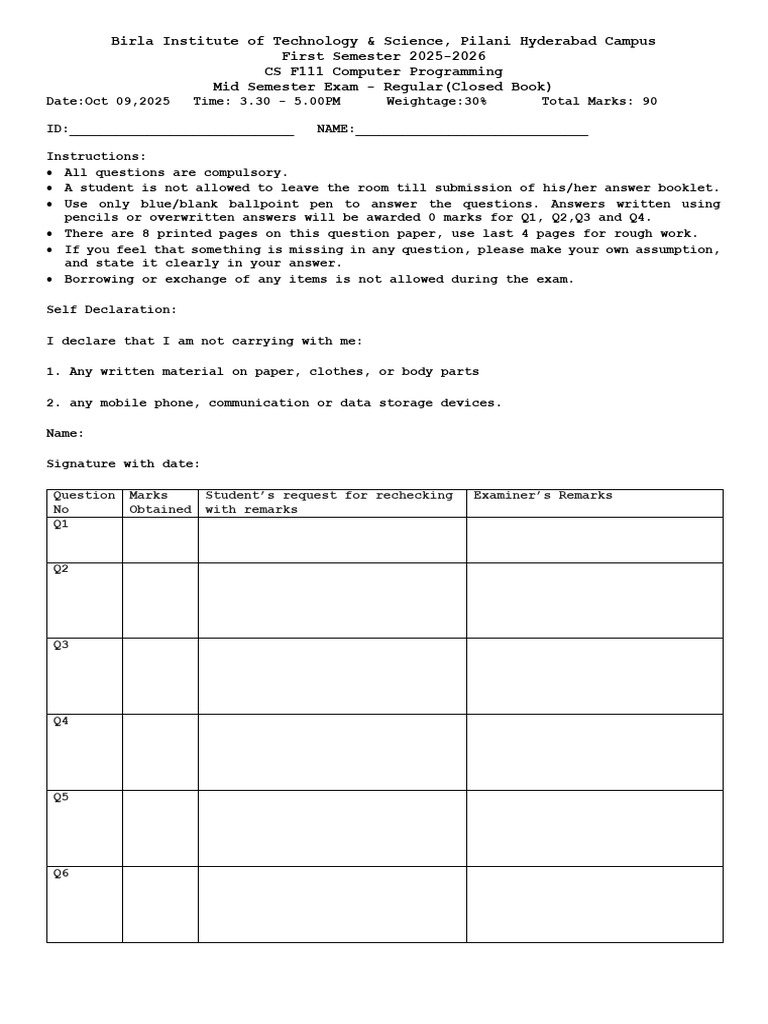Mid Sem Solution | PDF