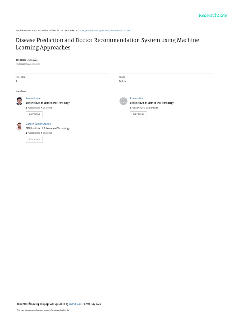 Disease Prediction and Doctor Recommendation System Using Machine ...
