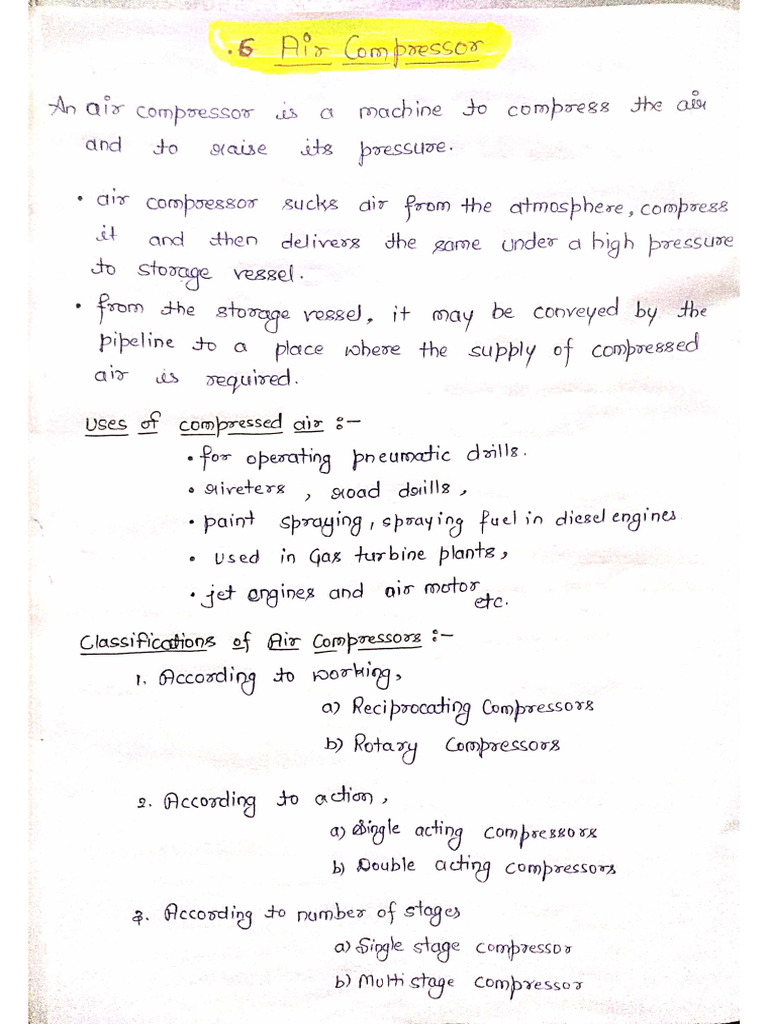 Unit 06 Reciprocating Air Compressor | PDF