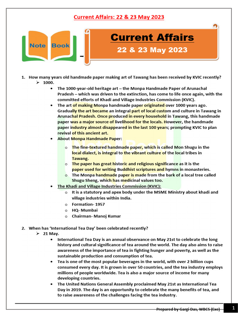 CA - 22 & 23 May - 2023 - Note Book | PDF
