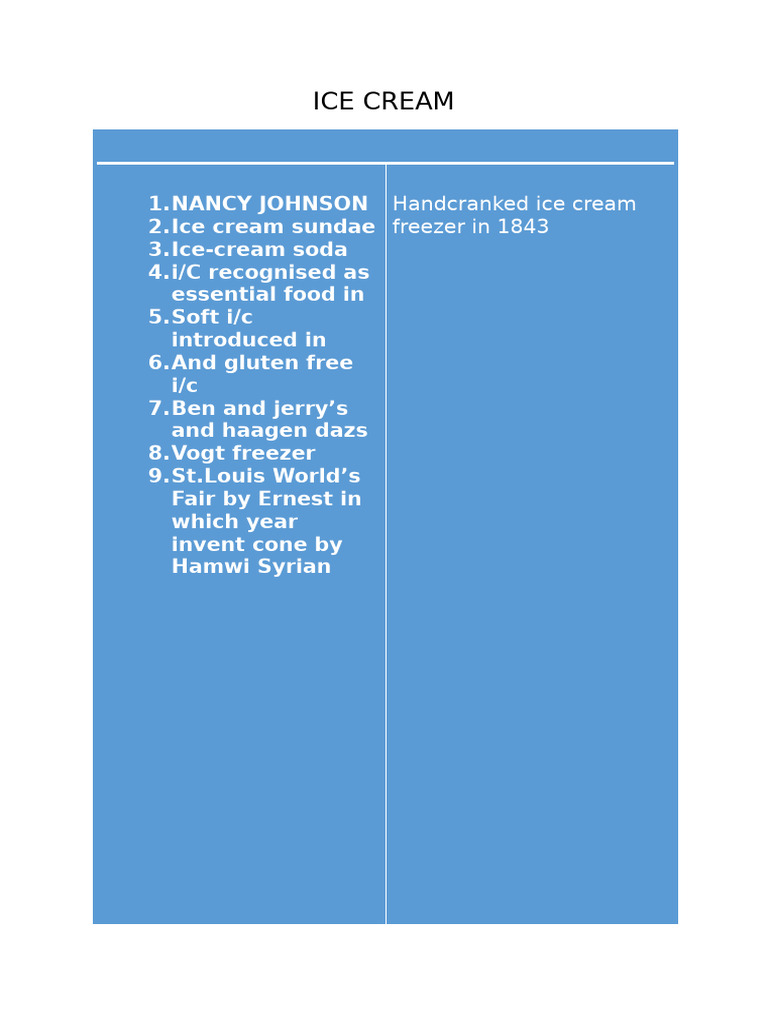 Ice Cream | PDF
