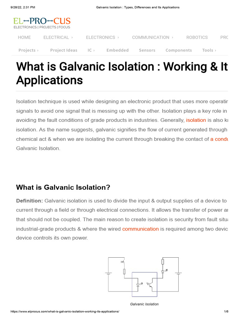 Galvanic Isolation - Types, Differences and Its Applications | PDF ...