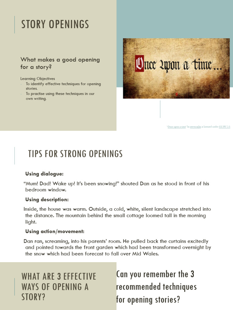 Narrative Writing Lesson 1 Openings | PDF
