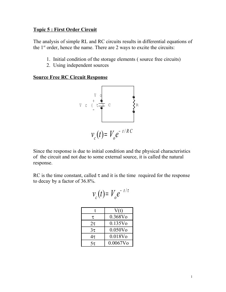 First Order Circuit Analysis Examples | PDF