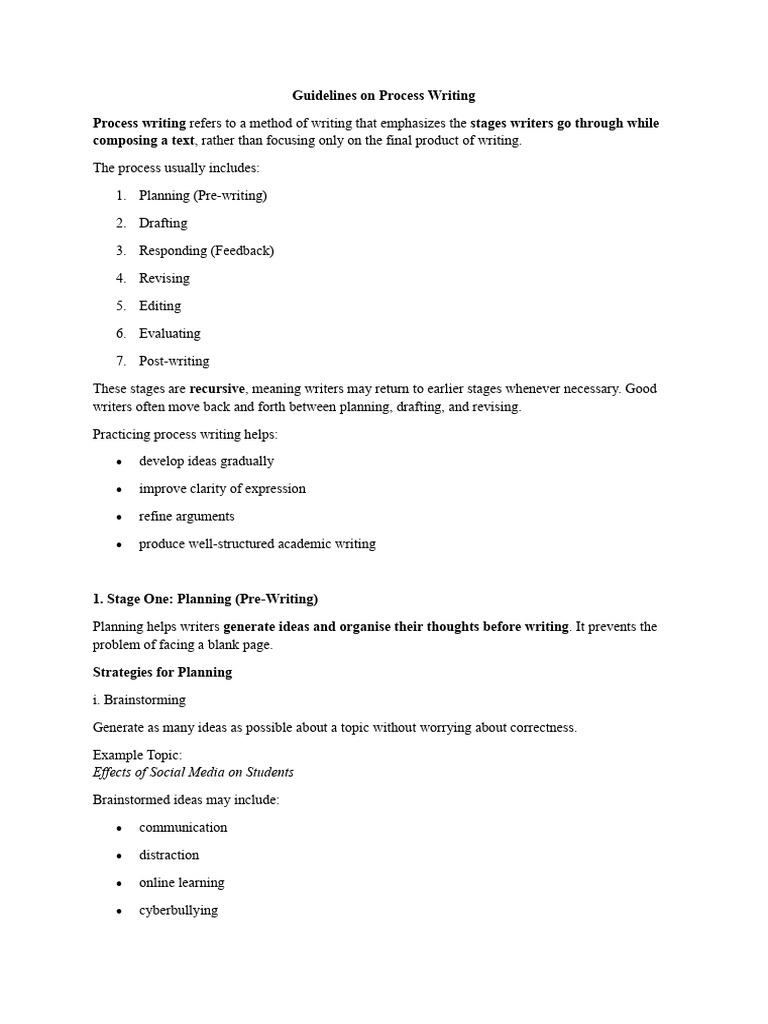 Guidelines On Process Writing | PDF | Writing | Critical Thinking