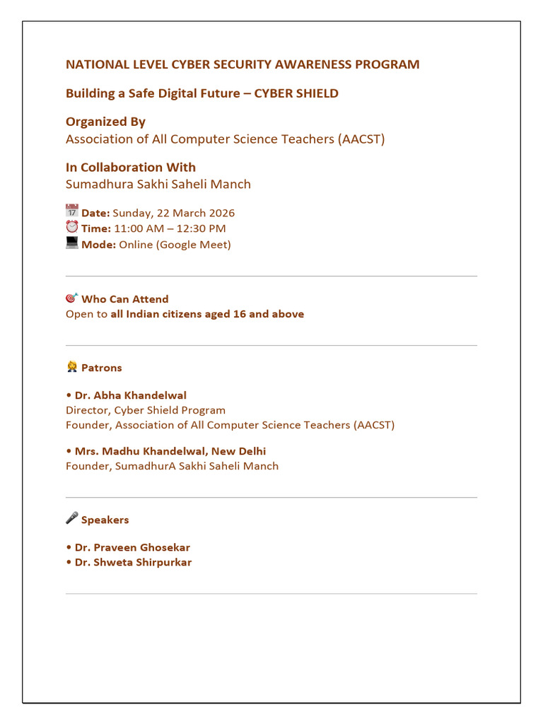 National Level Cyber Security Awareness Program Brochure - Aacst ...