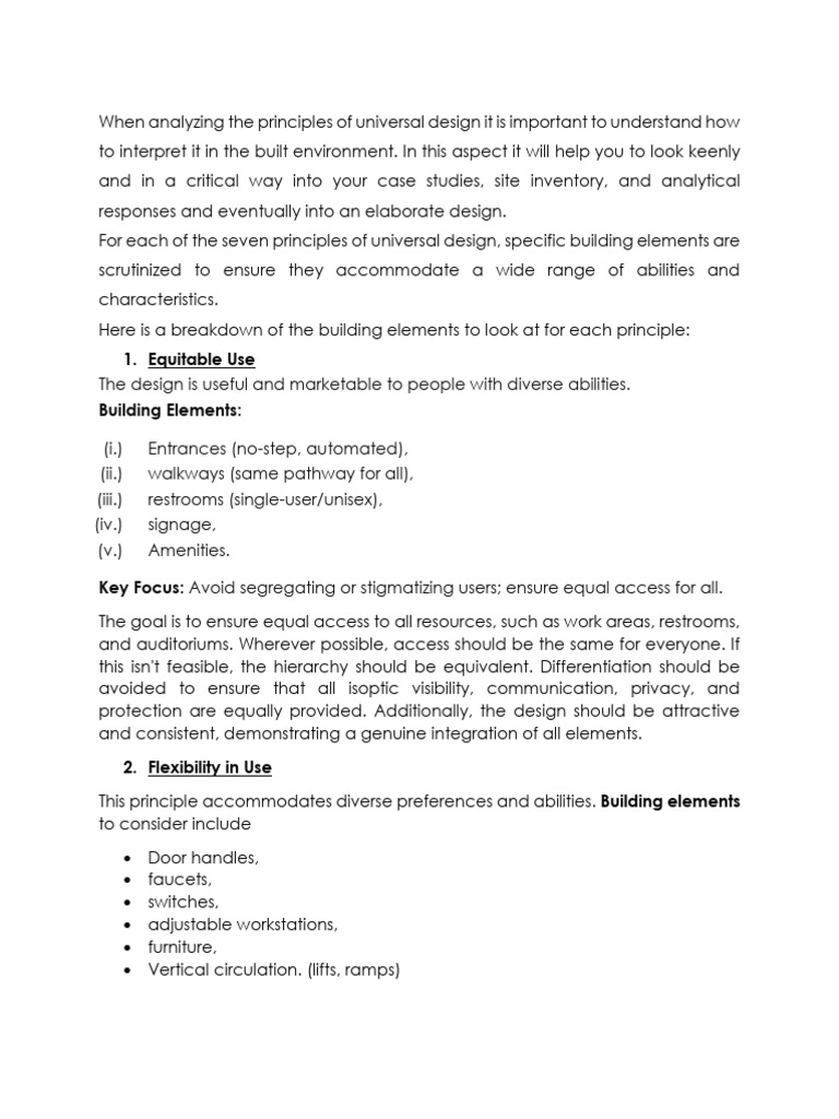 Universal Design Principles Analysis | PDF | Accessibility | Wheelchair