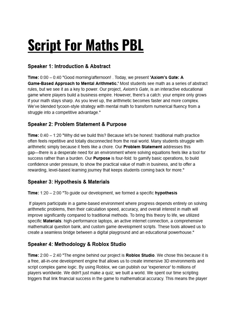 Maths PBL Script | PDF