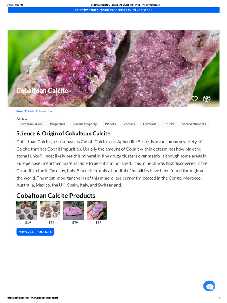 Cobaltoan Calcite Meanings and Crystal Properties | PDF