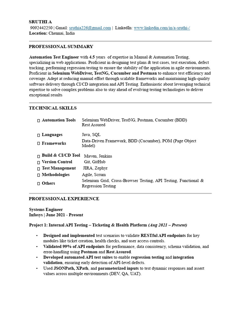 Sruthi A Resume | PDF