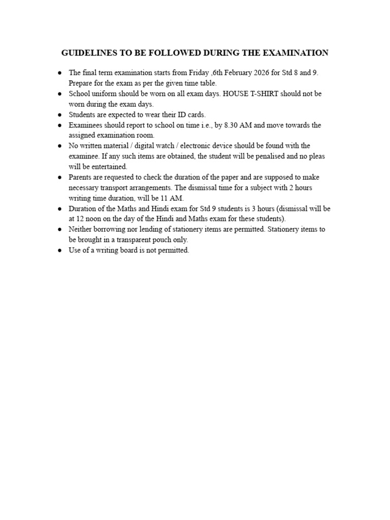 General Instructions For Exam | PDF