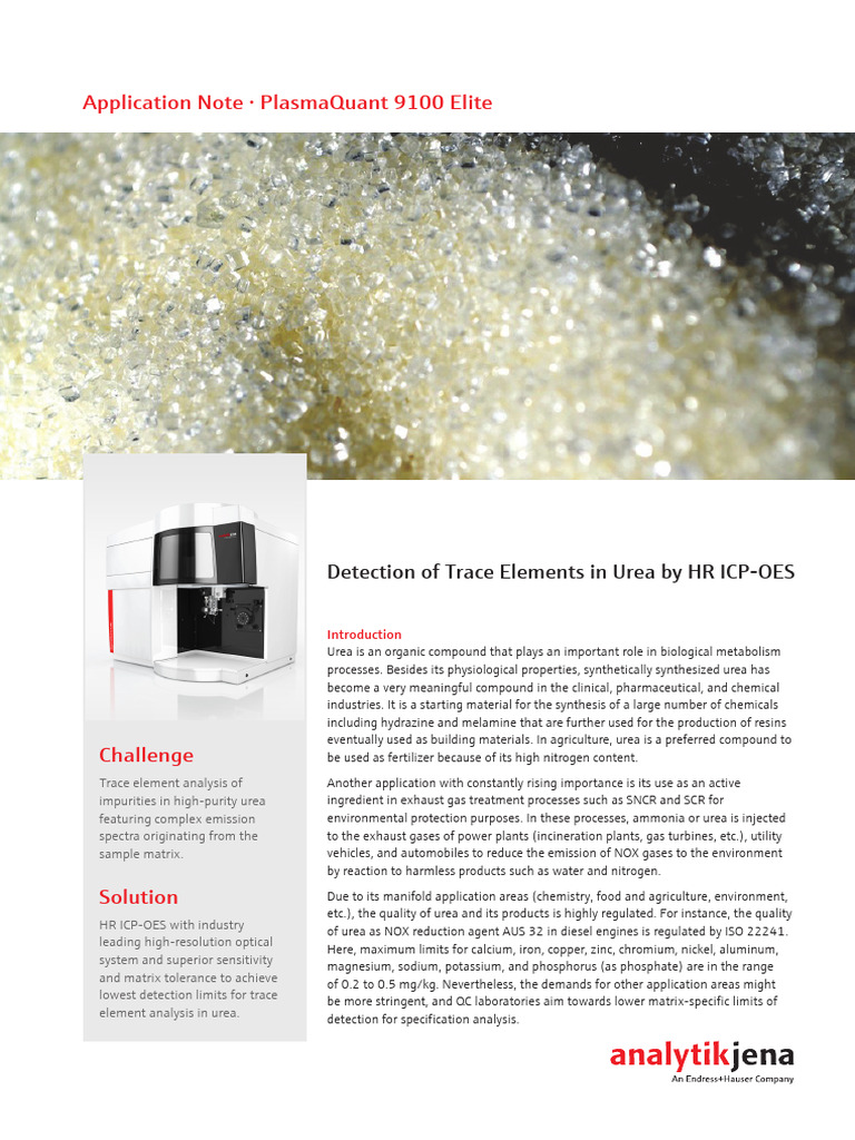 AppNote ICPOES 0007 en Trace Elements Urea | PDF