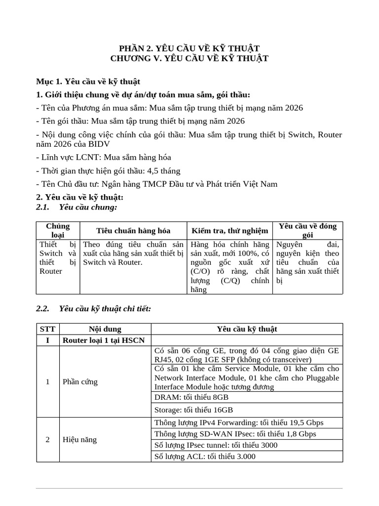 Chuong V - Yeu Cau Ky Thuat Thiet Bi Truyen Thong 2026 | PDF