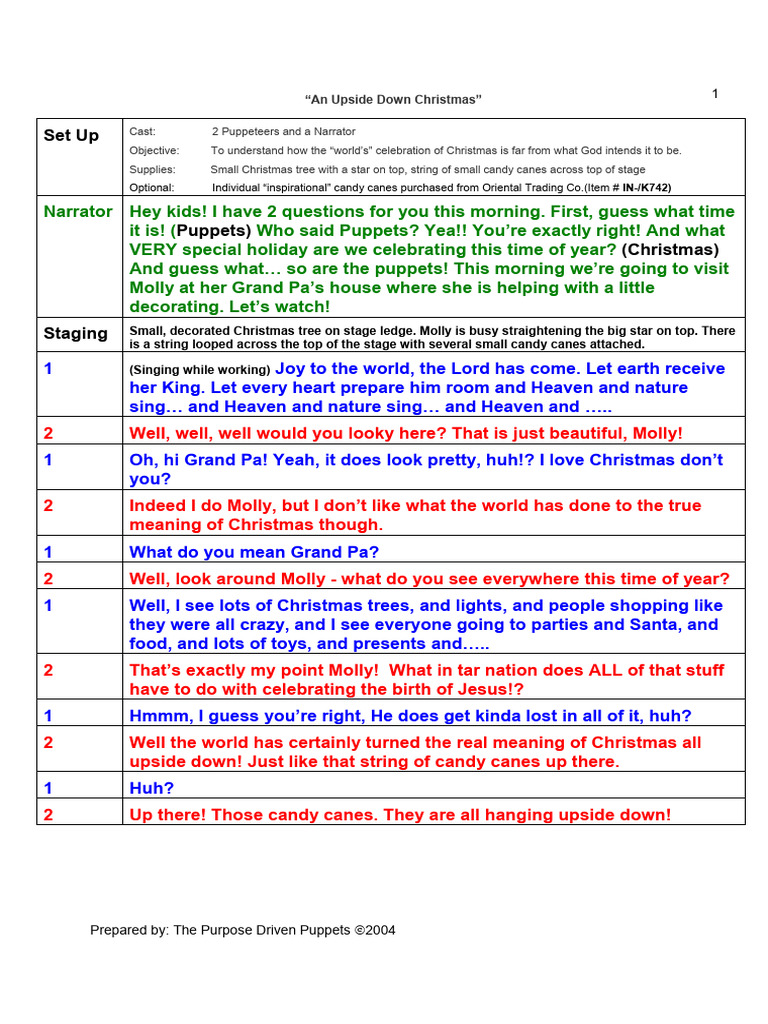 An Upside Down Christmas - Puppet Script | PDF