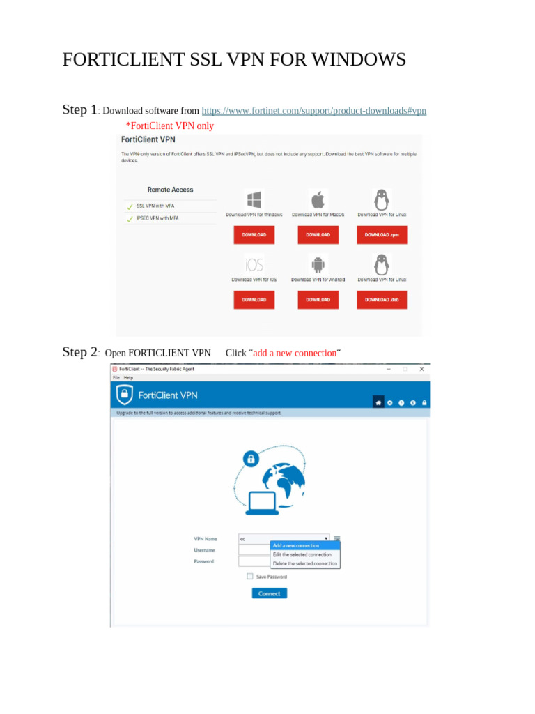 Configure Forticlient SSL VPN1.1 | PDF