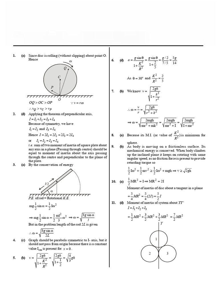 DPP For NEET CH 17 Rotational Motion - 3 (Solutions) | PDF | Rotation ...