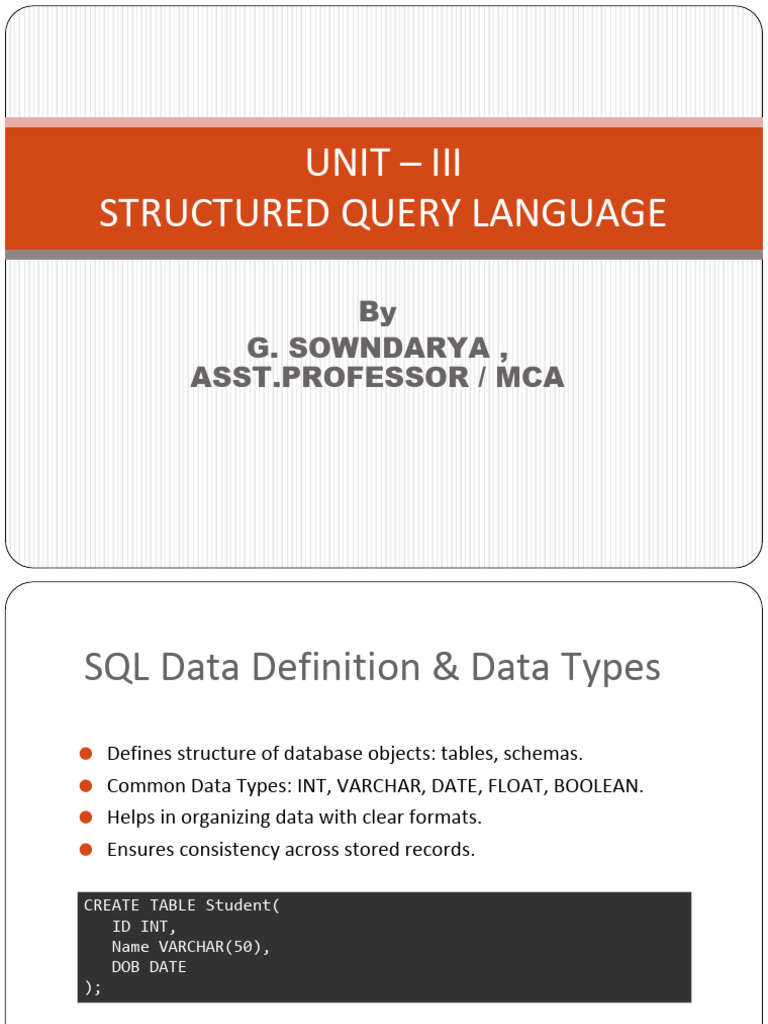 Unit Iii SQL | PDF