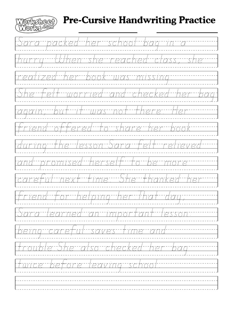 WorksheetWorks PreCursive Handwriting Practice 4 | PDF