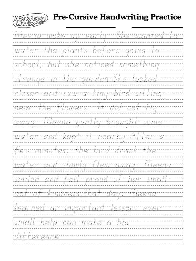 WorksheetWorks PreCursive Handwriting Practice 1 | PDF