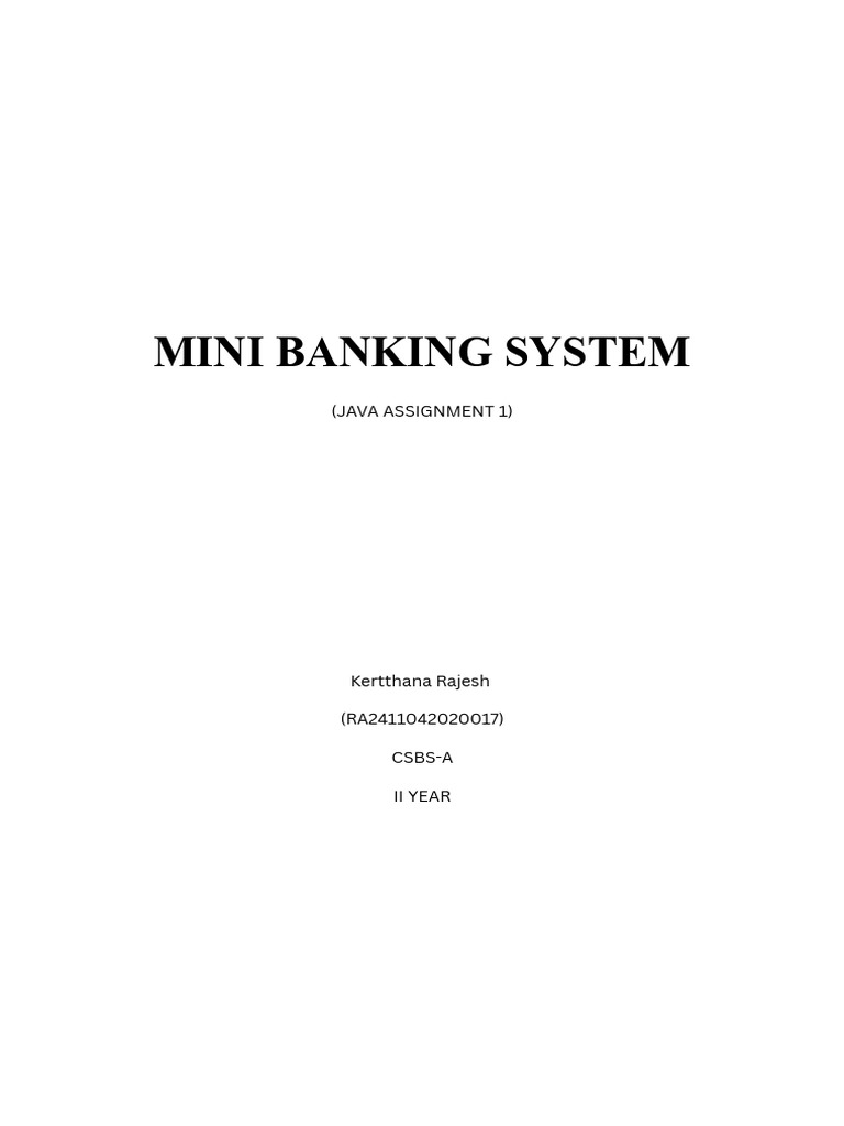 Mini Banking System | PDF