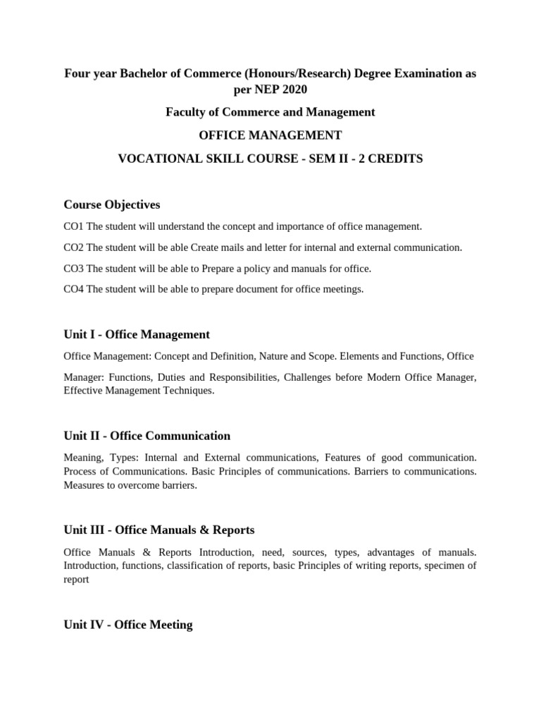 Unit I - Office Management usksmnsmslskjsj nhi lgt ahe ka | PDF