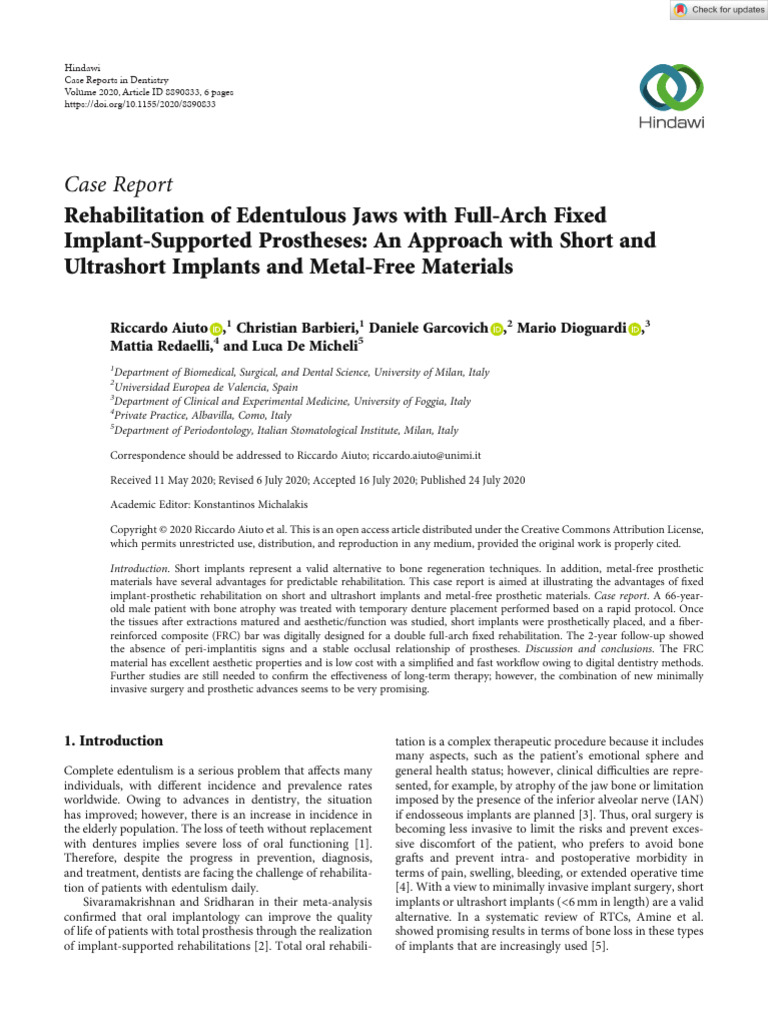 Case Reports in Dentistry - 2020 - Aiuto - Rehabilitation of Edentulous ...