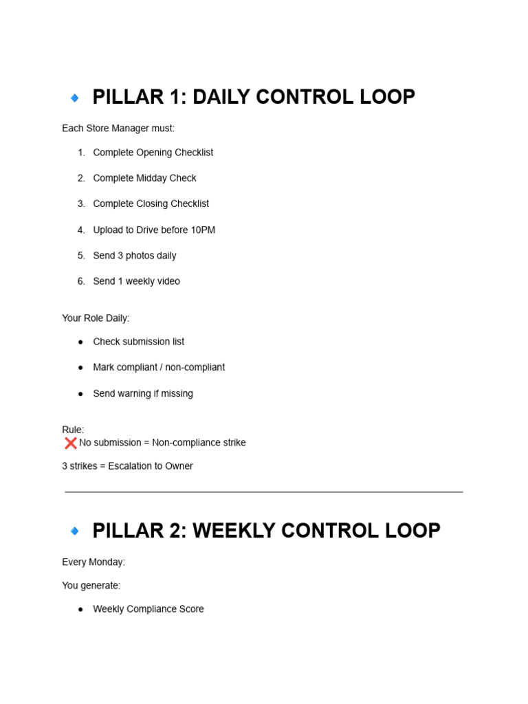 ? Pillar 1 - Daily Control Loop | PDF