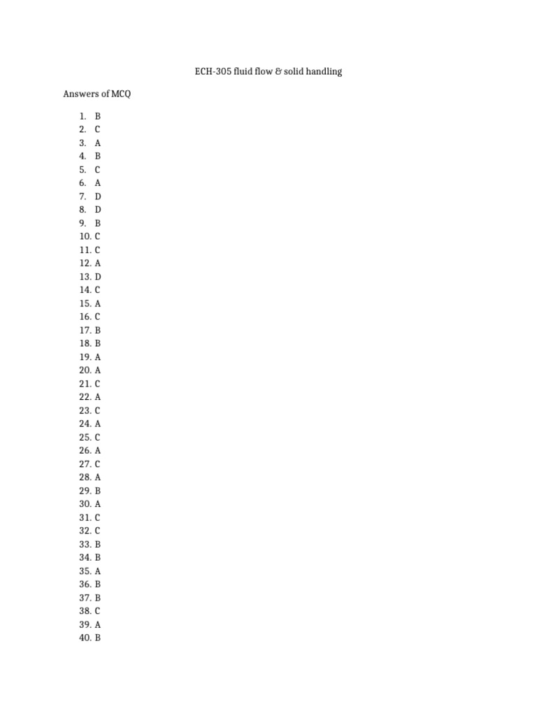 Answer of Ech-305 Fluid Flow & Solid Handling | PDF