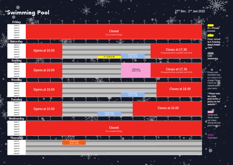 Swim Timetable 27th Dec 2nd Jan | PDF