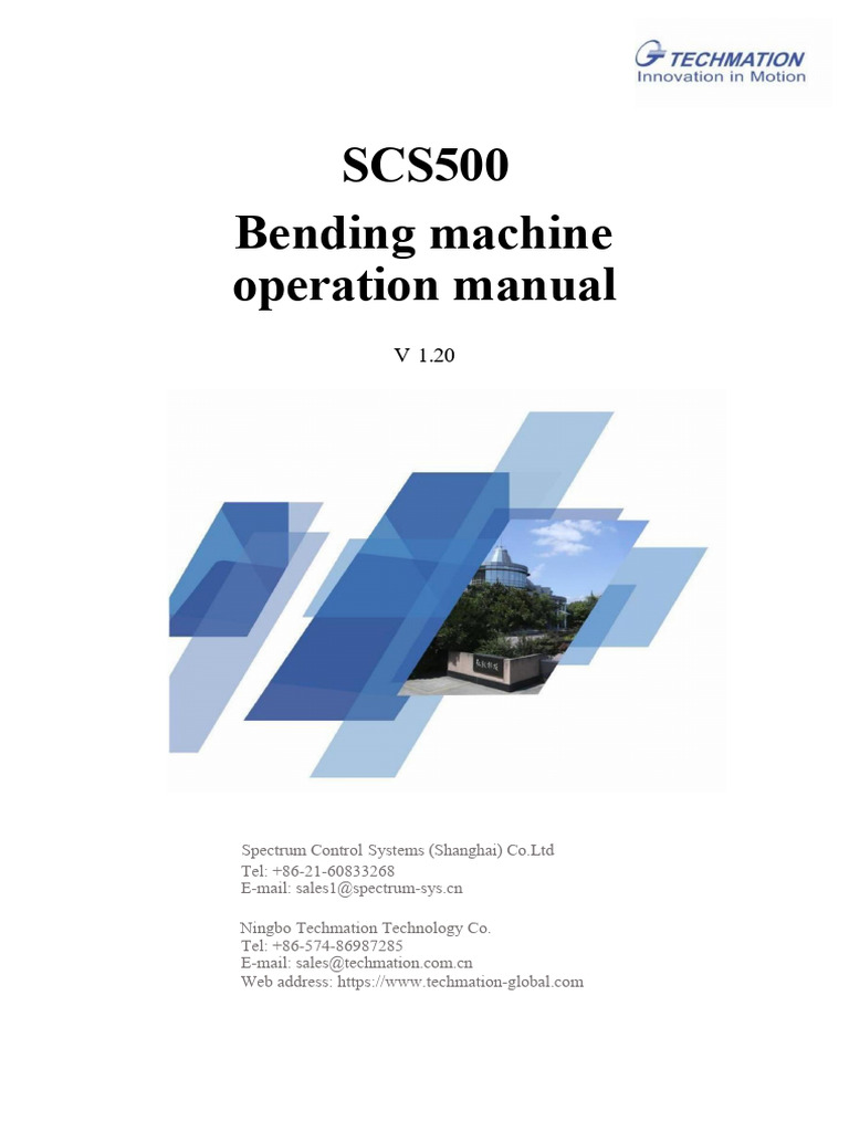 SCS500-C Bending Machine Operation Manual - V1.20 | PDF