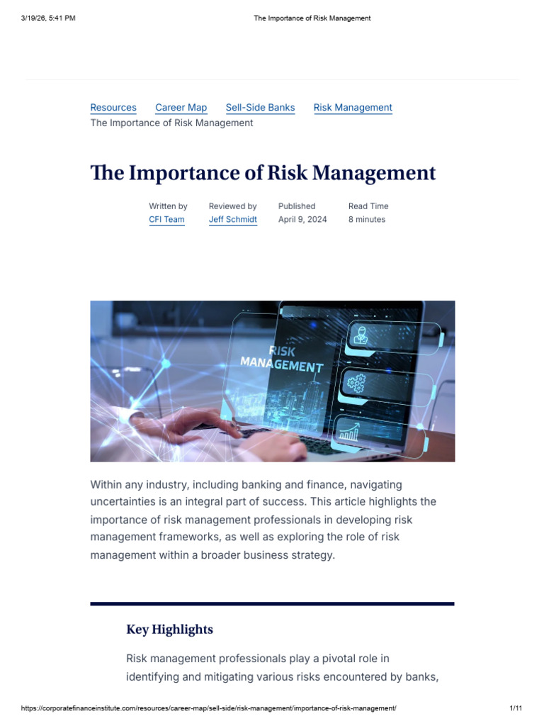 The Importance of Risk Management | PDF | Risk Management | Risk