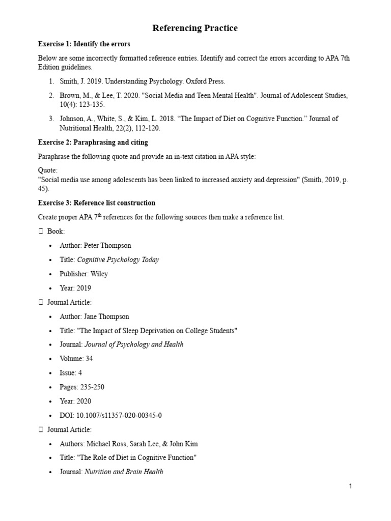 Referencing Practice | PDF