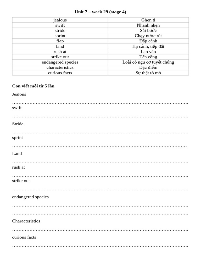 Unit 7 - Week 29 (Stage 4) | PDF