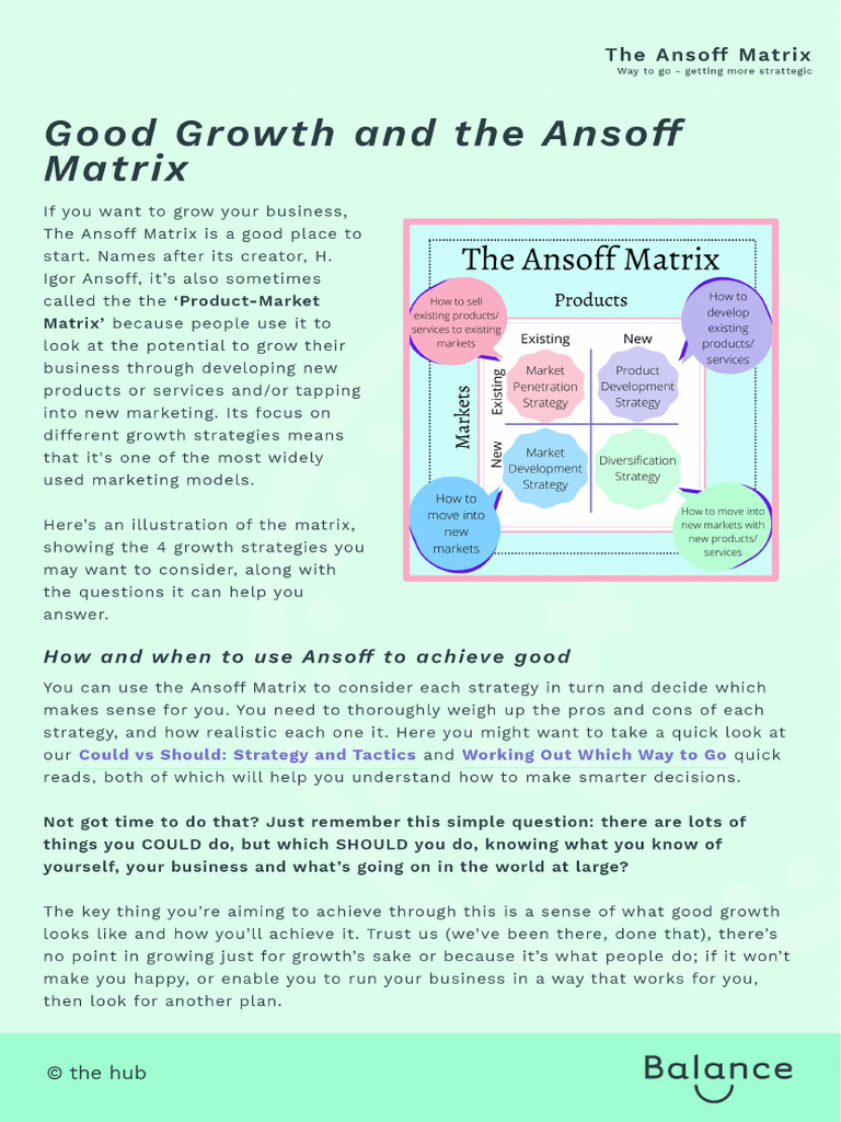 Books Module4 The Ansoff Matrix Upload | PDF